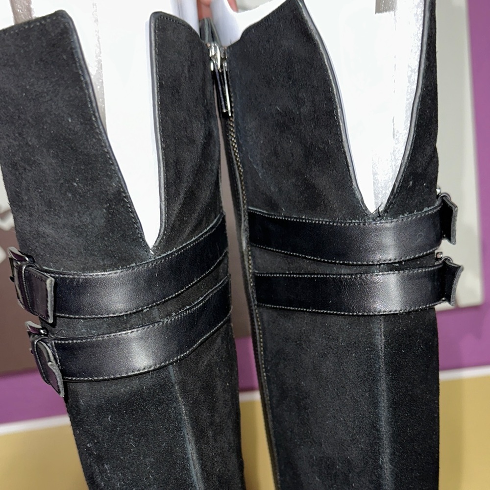 Michael Kors Black Over the Knee Boots with Buckle Detail - Picture 9 of 17